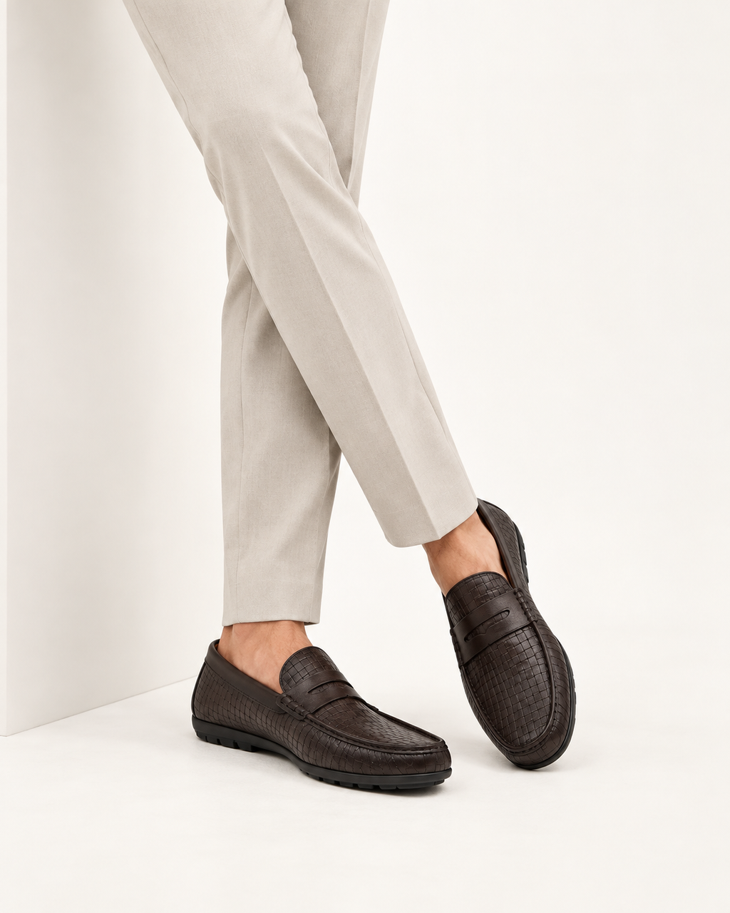 Mocassin Tressé Cuir