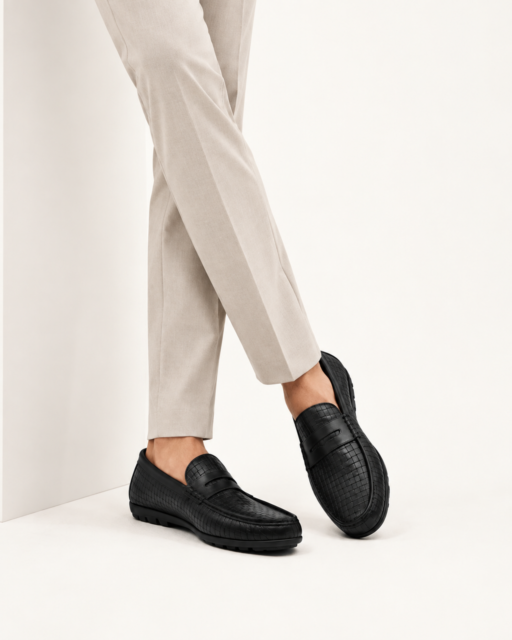 Mocassin Tressé Cuir