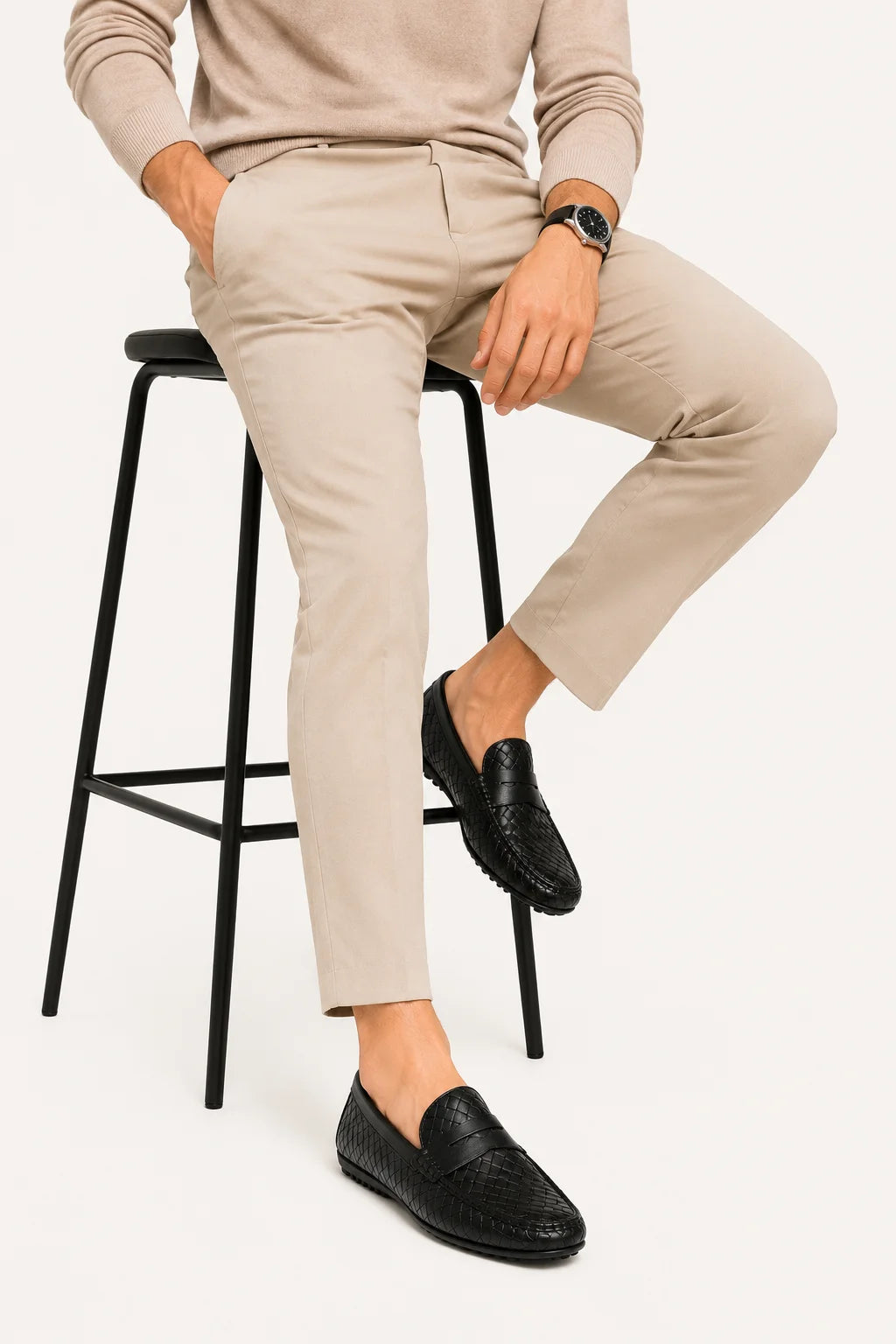 Mocassin Tressé Cuir