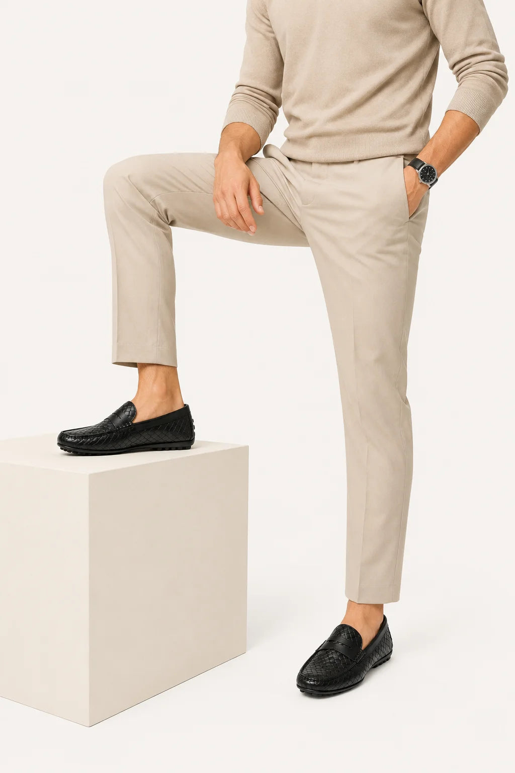 Mocassin Tressé Cuir