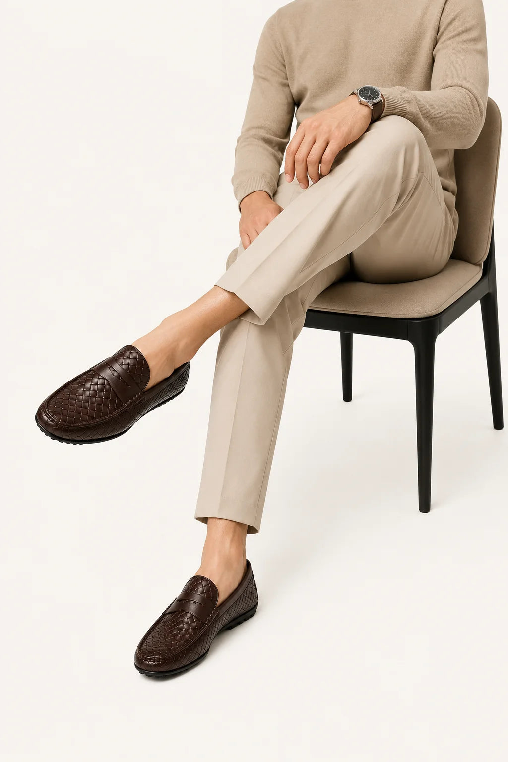 Mocassin Tressé Cuir